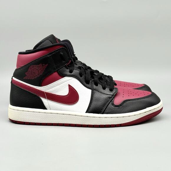Nike Air Jordan 1 AJ1 Mid Size 9 Mens Noble Red Black White 554724-066 Sneakers main image 6